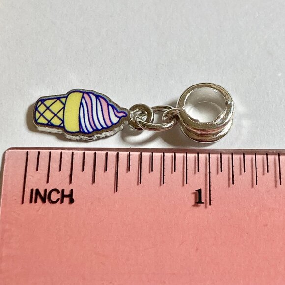 Disney Snacks Ice Cream Cone European Bead Slider Charm Enamel Signed Stitch - Picture 8 of 8